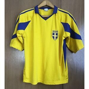 Sweden National Team Jersey Mens Small Yellow Blue Soccer Idola Sverige Crest